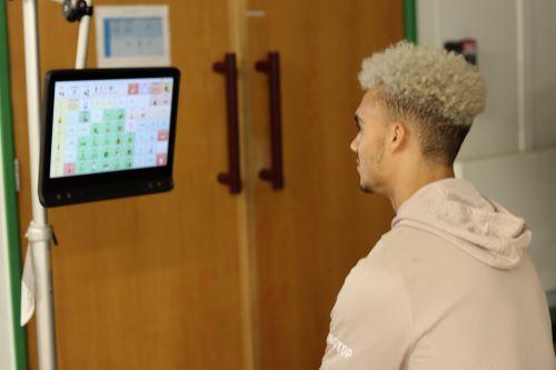 Antonee Robinson trialling an eye-communication device