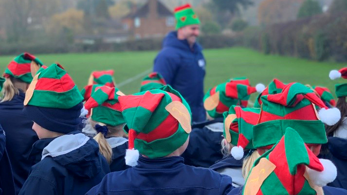Children wearing elf hats during elf fun