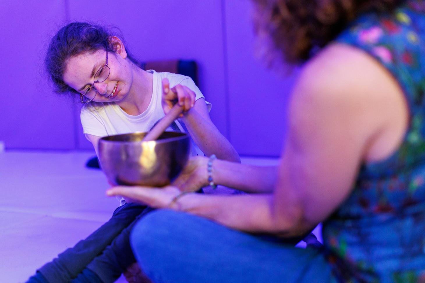 Laura in a yoga session.