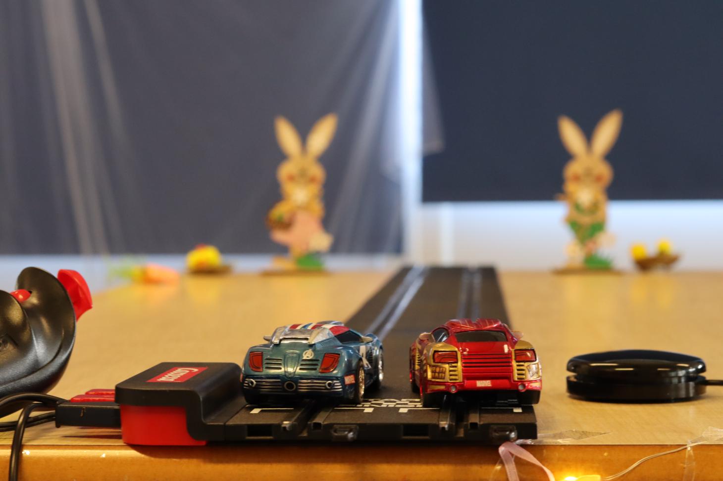 close up of toy race track