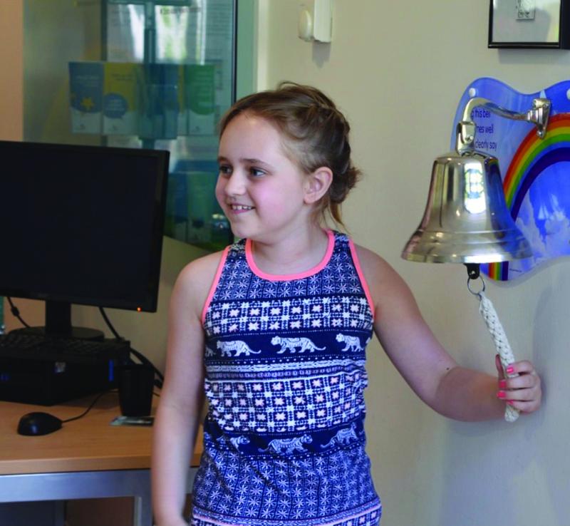 Jasmine ringing the going home bell