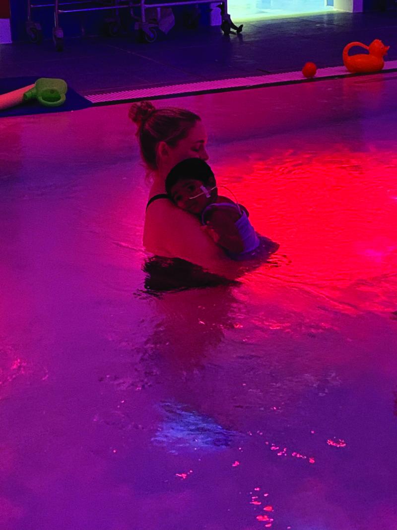 Saffron in the hydro pool at The Children's Trust