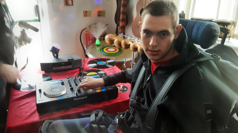Finn at a sensory DJ session